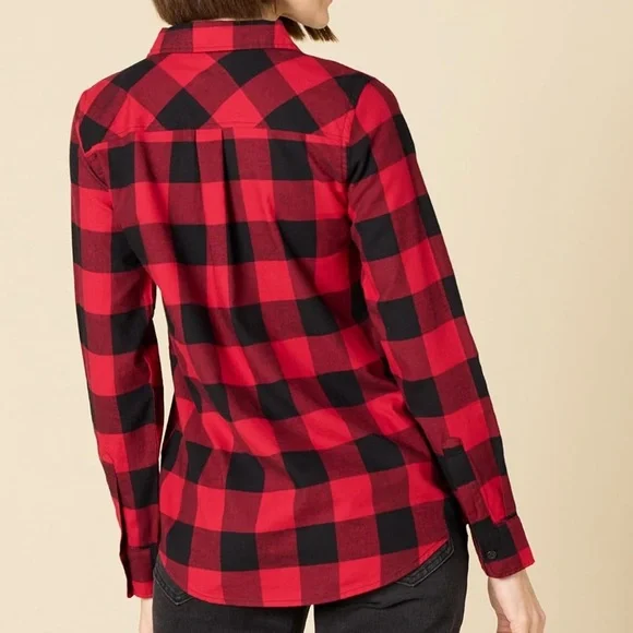 Amazon Essentials Red and Black Checkered Shirt - Picture 2 of 4